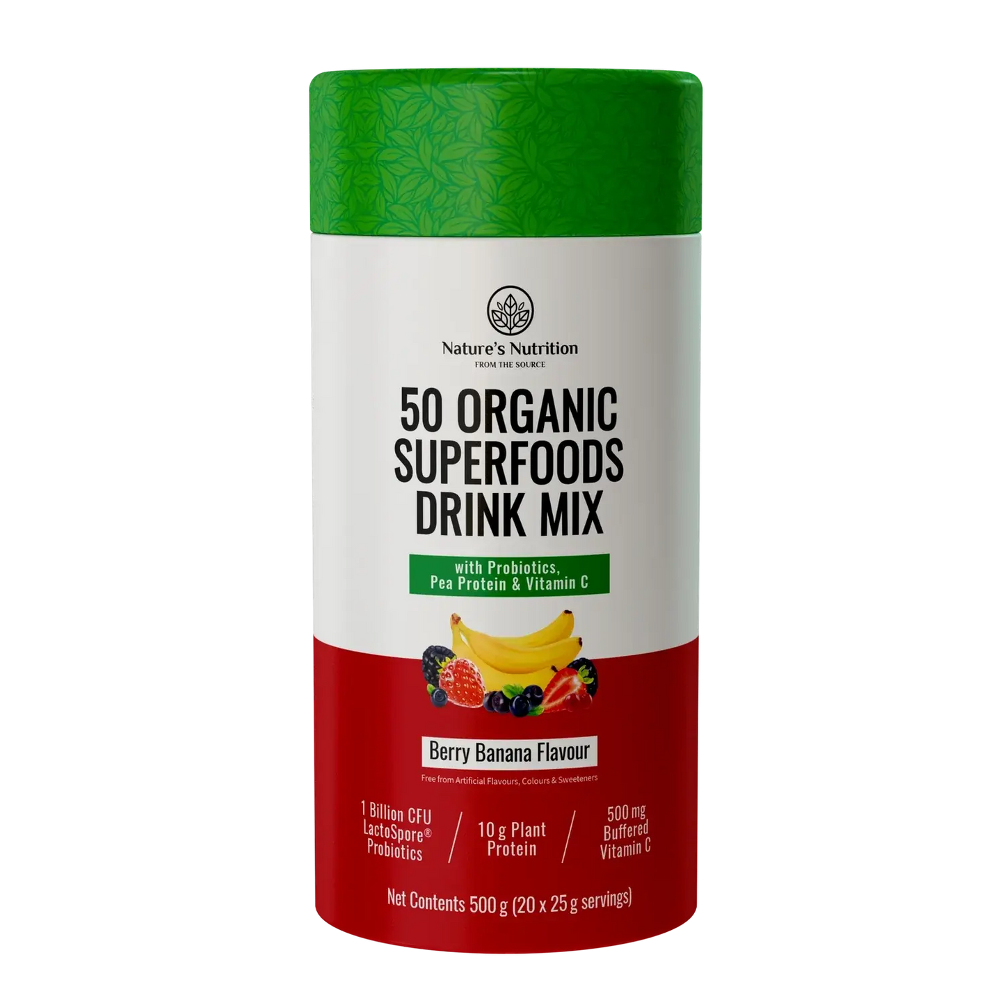 50 Organic Super Foods Drink Mix Berry Banana Nature's Nutrition
